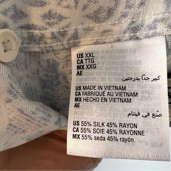 CLUB ROOM Mens Rumbie Mixed Medallion Silk Rayon Button Down Shirt Sz 2XL Casual - Picture 11 of 15